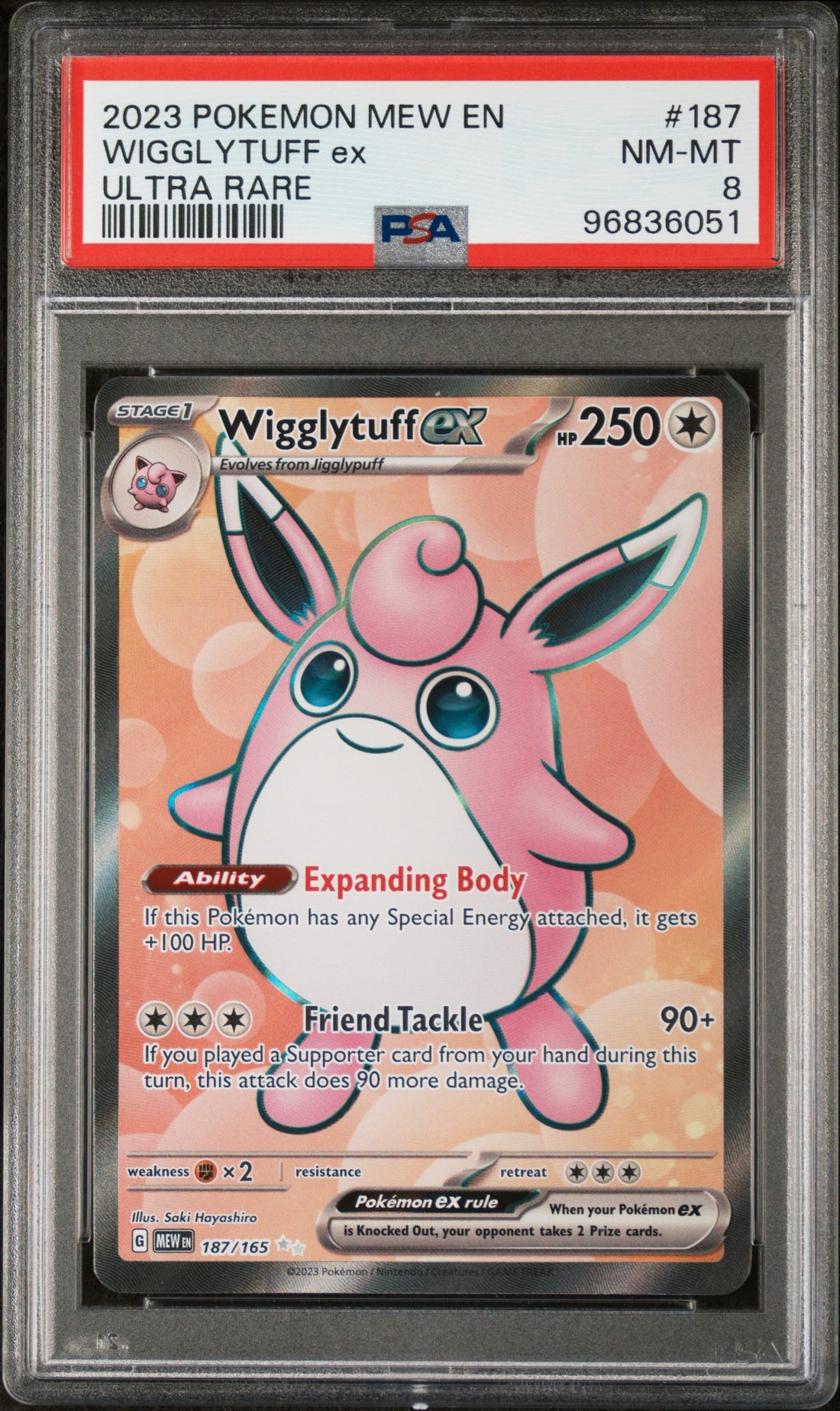 Wigglytuff Ex Ultra Rare Pokemon Mew En-151 187 NM PSA 8