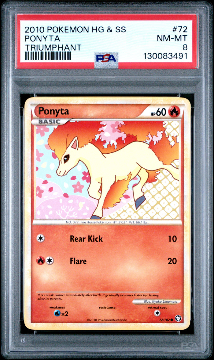 Ponyta Triumphant Pokemon Heartgold & Soulsilver Triumphant 72 NM PSA 8