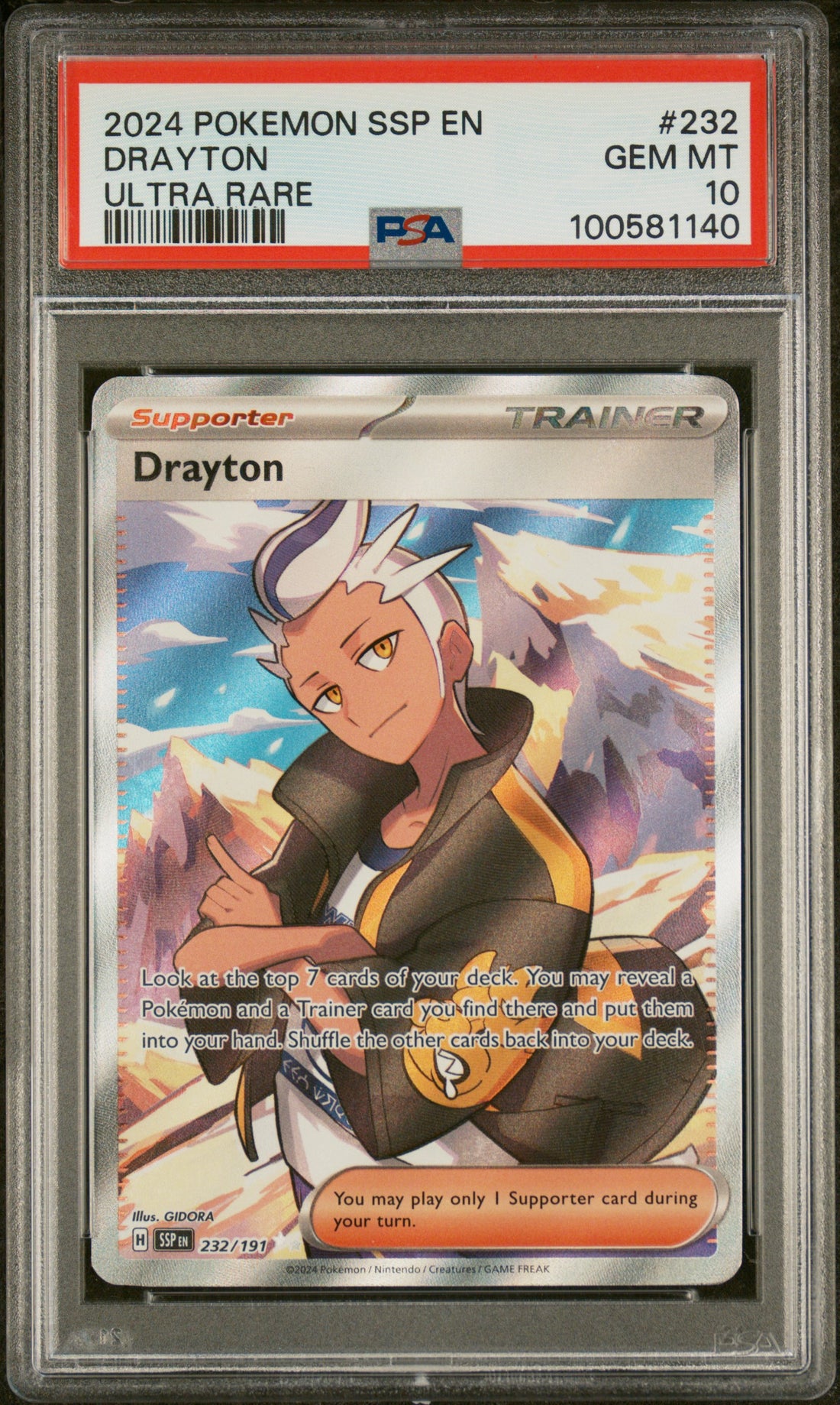 Drayton Ultra Rare Pokemon Ssp En-Surging Sparks 232 NM PSA 10