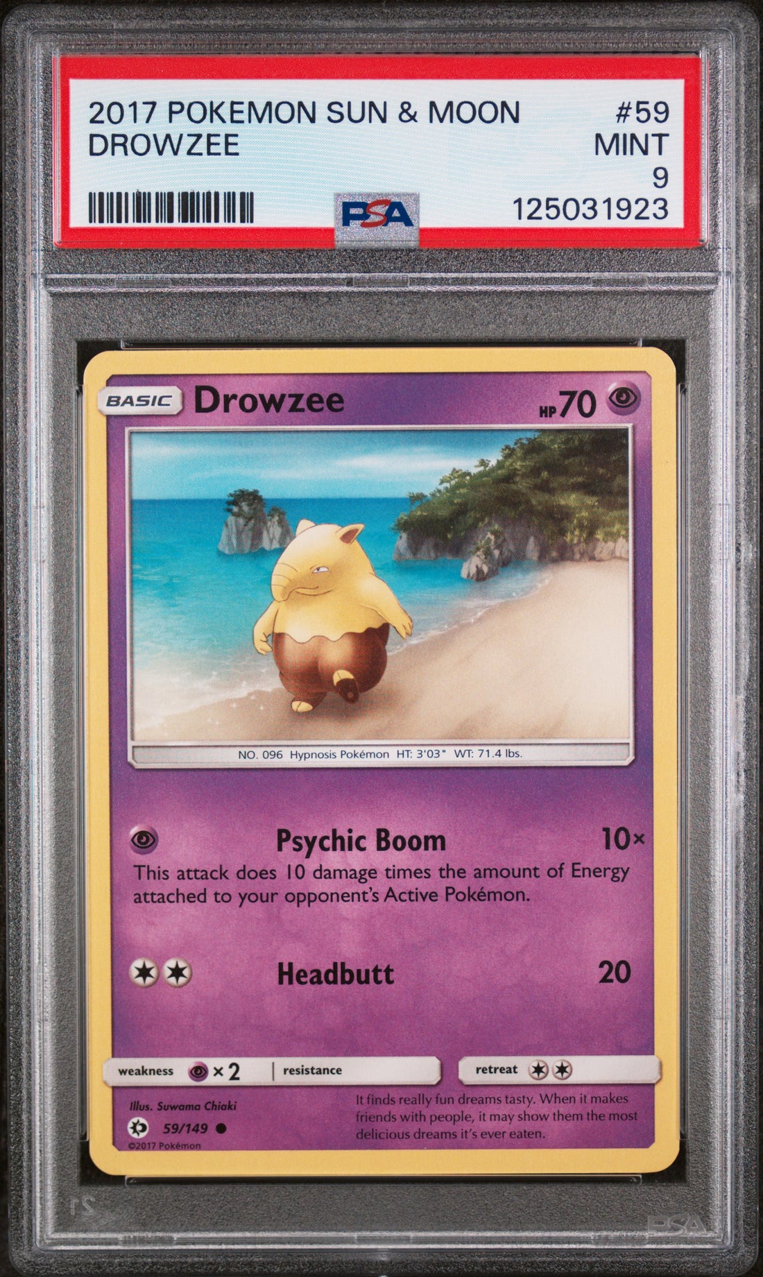 Drowzee Pokemon Sun & Moon 59 NM PSA 9