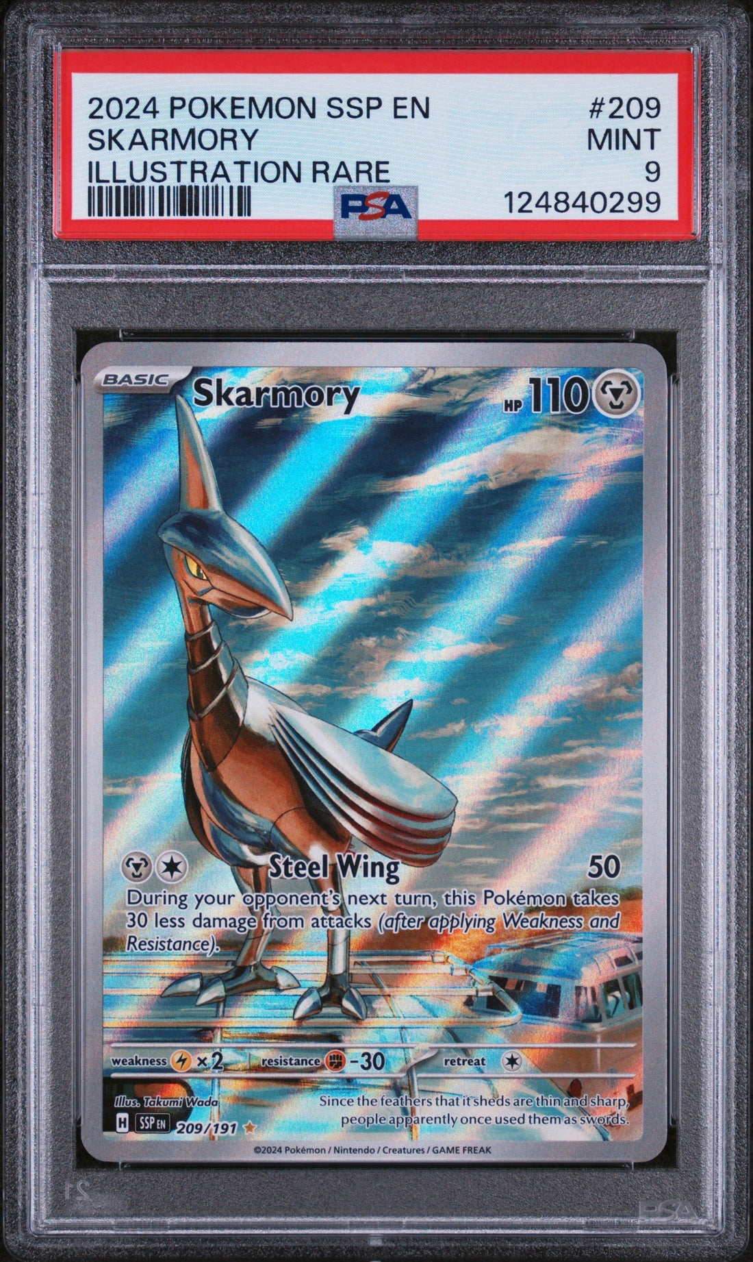 Skarmory Illustration Rare Pokemon Ssp En-Surging Sparks 209 NM PSA 9