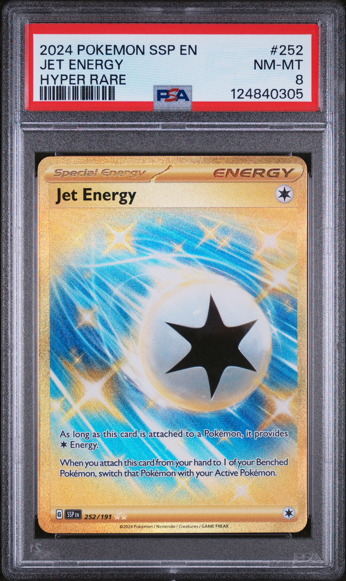 Jet Energy Hyper Rare Pokemon Ssp En-Surging Sparks 252 NM PSA 8