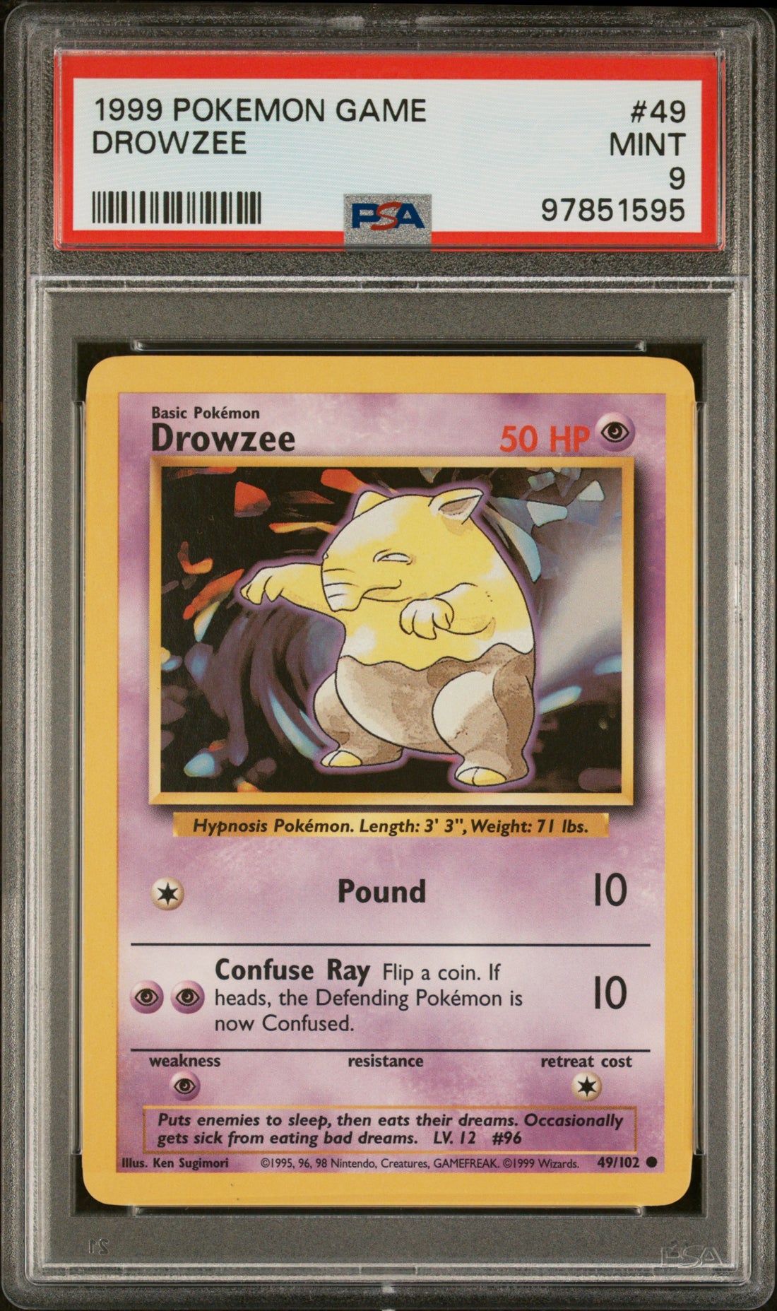 Drowzee Pokemon Game 49 NM PSA 9