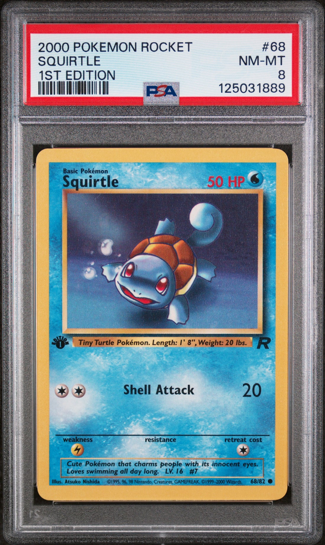 Squirtle 1st Edition Pokemon Rocket 68 NM PSA 8