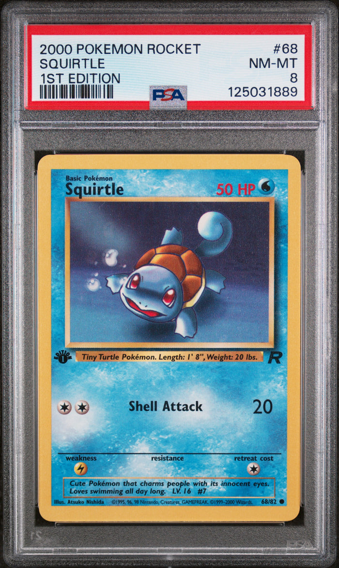 Squirtle 1st Edition Pokemon Rocket 68 NM PSA 8