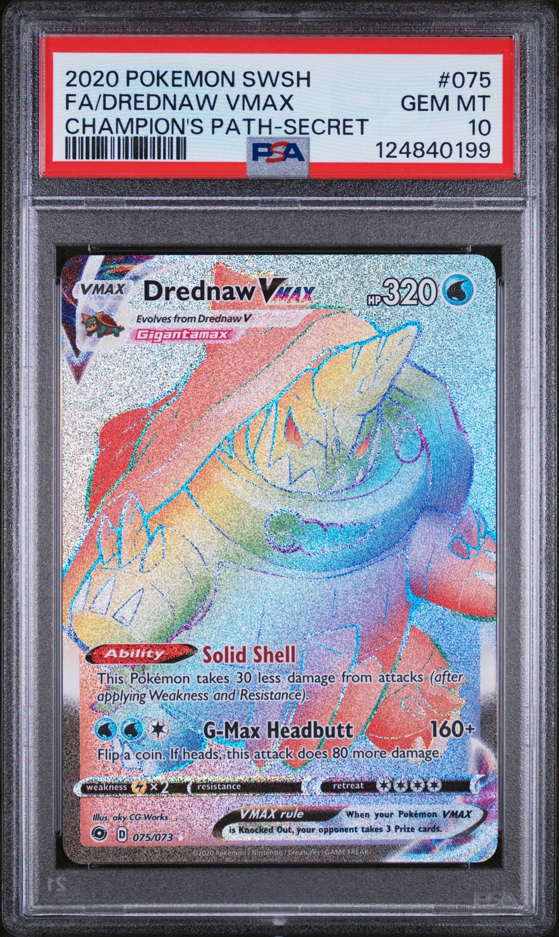 Drednaw VMAX (Secret) Holo Secret Rare Champion's Path 75/73 NM
