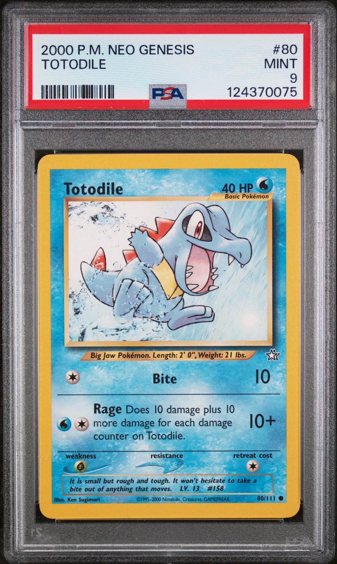 Totodile Pokemon Neo Genesis 80 NM PSA 9