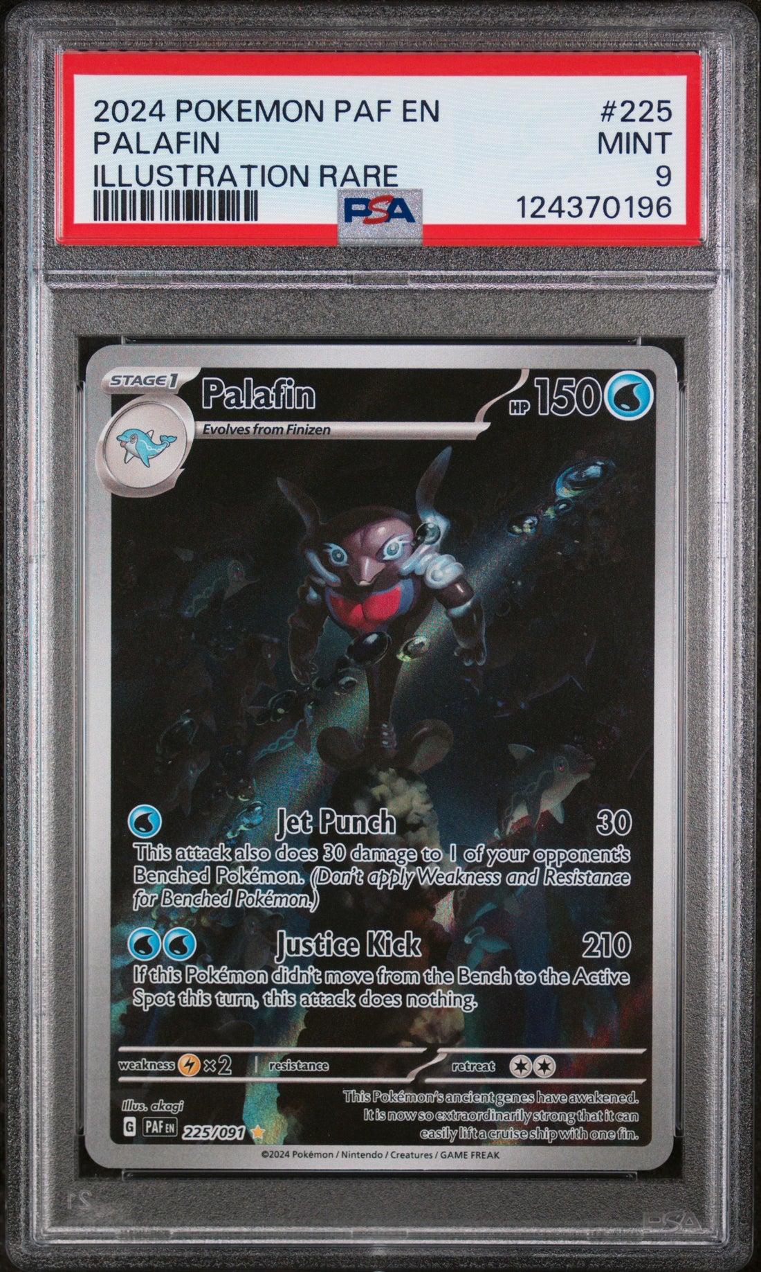Palafin Illustration Rare Pokemon Paf En-Paldean Fates 225 NM PSA 9