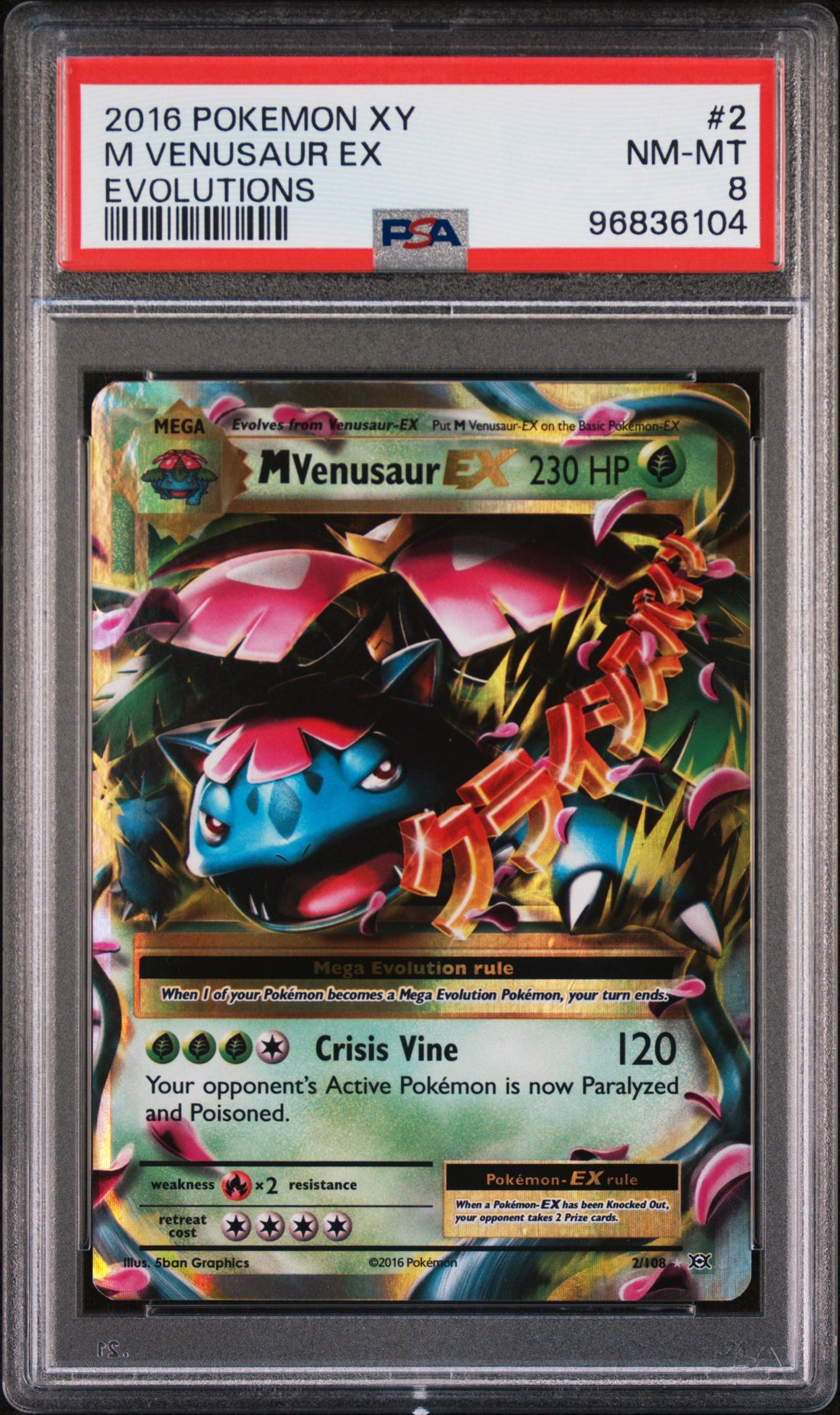 M Venusaur Ex Evolutions Pokemon Xy Evolutions 2 NM PSA 8