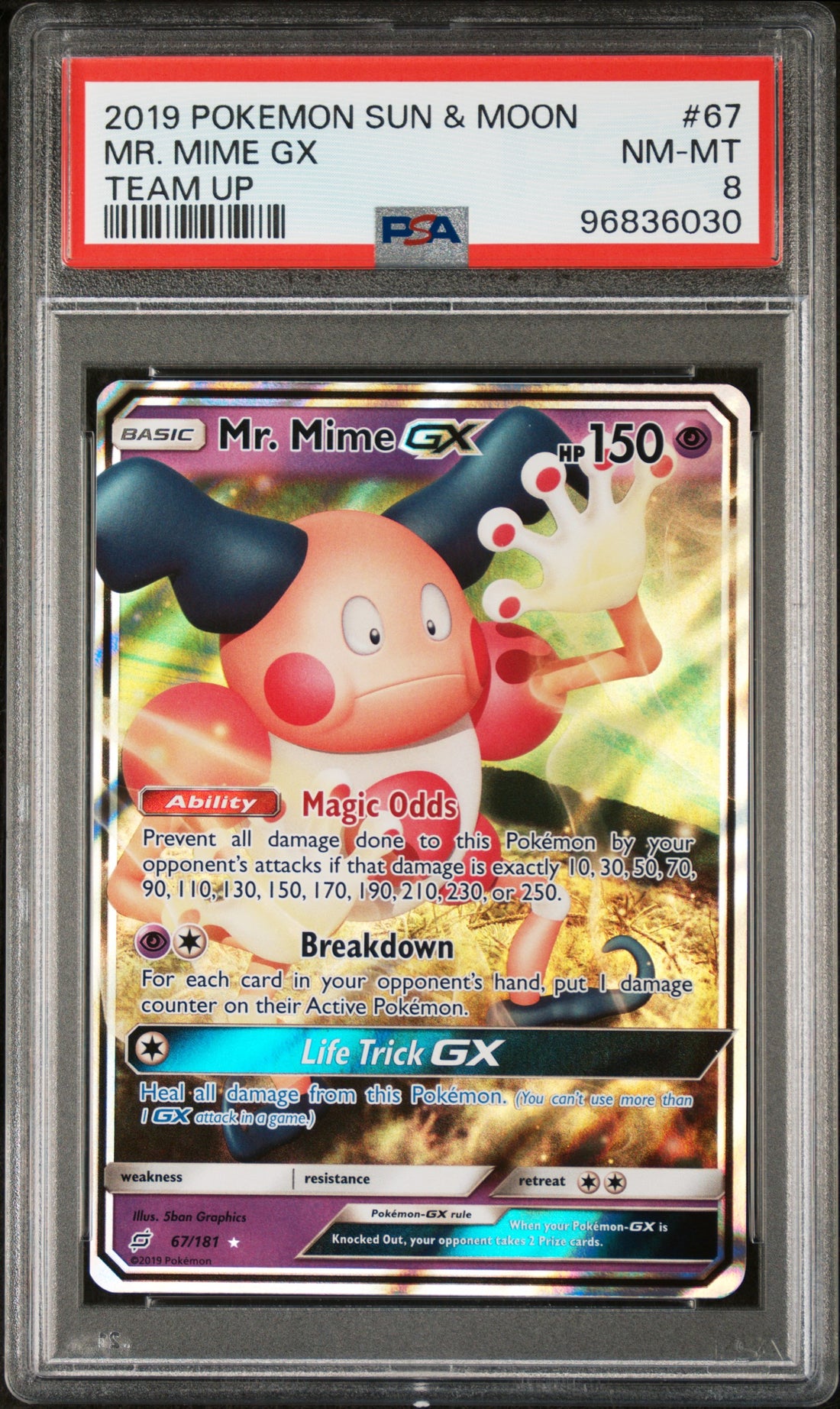 Mr. Mime Gx Team Up Pokemon Sun & Moon Team Up 67 NM PSA 8