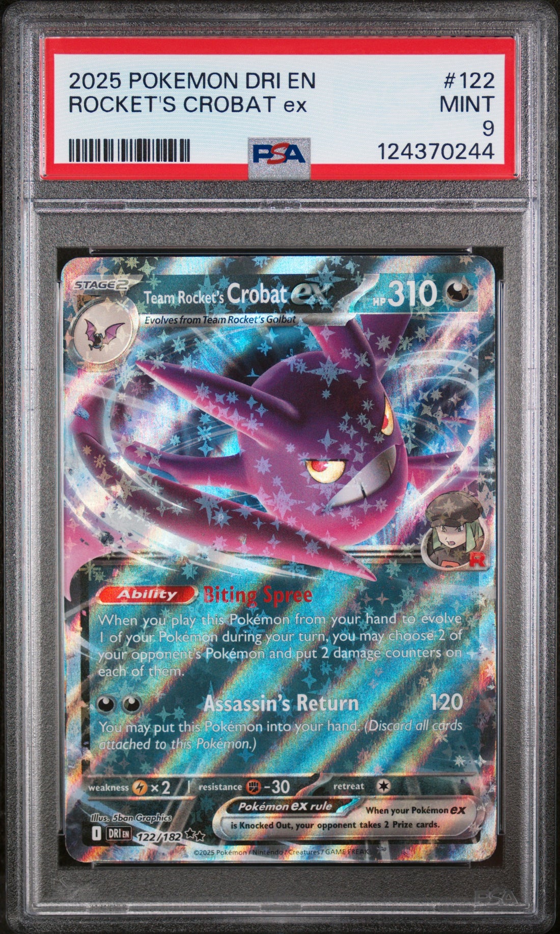 Rocket'S Crobat Ex Pokemon Dri En-Destined Rivals 122 NM PSA 9
