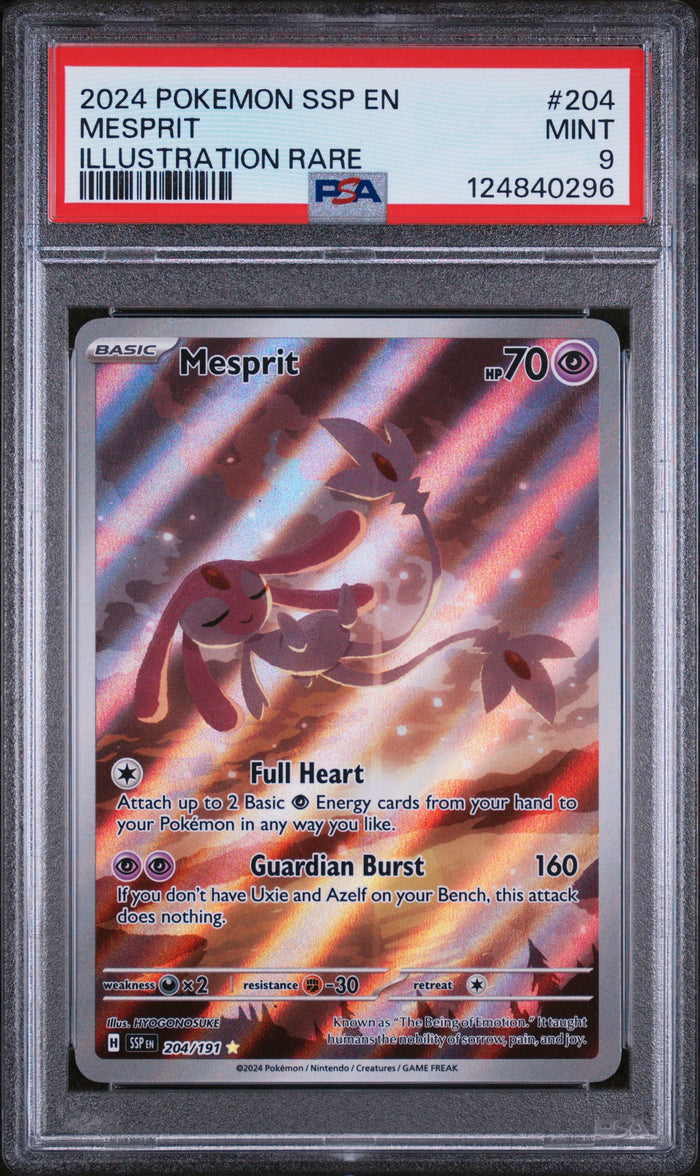 Mesprit Illustration Rare Pokemon Ssp En-Surging Sparks 204 NM PSA 9