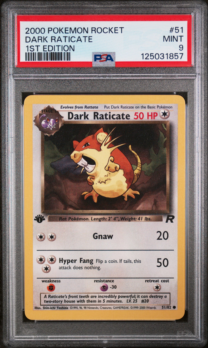 Dark Raticate 1st Edition Pokemon Rocket 51 NM PSA 9