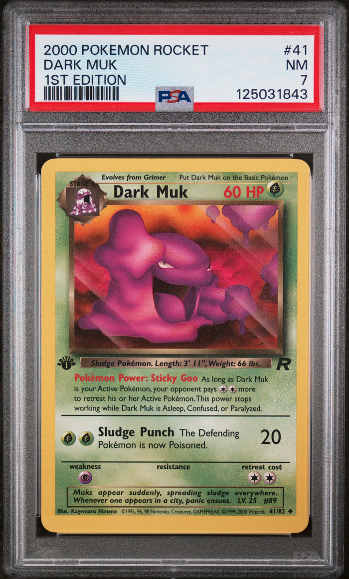 Dark Muk 1st Edition Pokemon Rocket 41 NM PSA 7